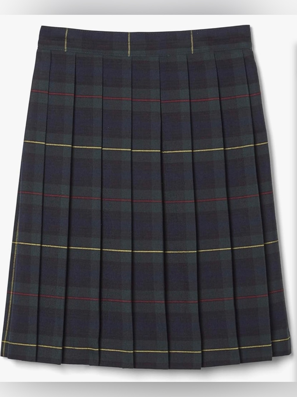 French Toast Girls Adjustable Mid Length Waist Plaid Pleated Skirt Green